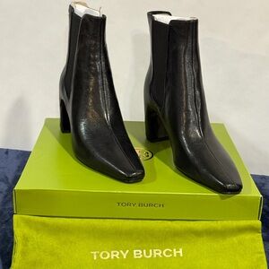 Tory Burch Shiny Black Heeled Boots